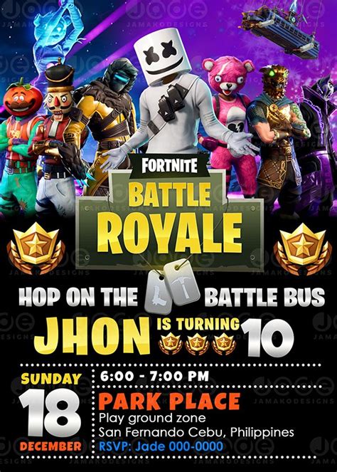 Fortnite Birthday Invitation Card 4 x 6 or 5 x 7 Printable - Jamakodesigns - Fortnite Birthday ...