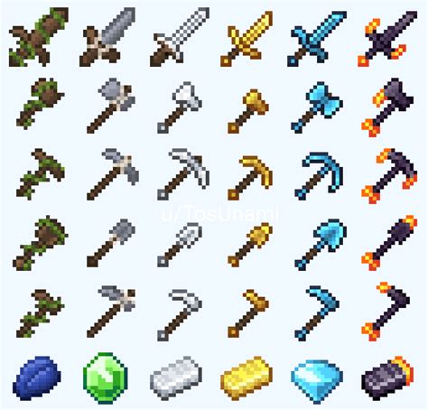 Some tools and ores from my texture pack : r/Minecraft