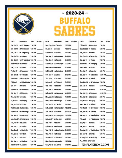 Buffalo Sabres Schedule 2024 - Jami Rickie