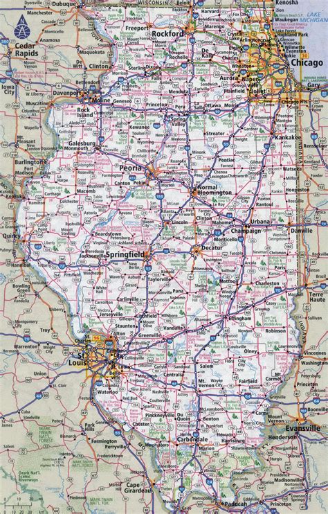 Illinois State Road Map Glossy Poster Picture Photo Banner | Etsy