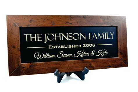 Personalized Family Name Sign Plaque Established Framed Family