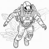 Junger Mann mit Jetpack Startet Durch Ausmalbild sketch template