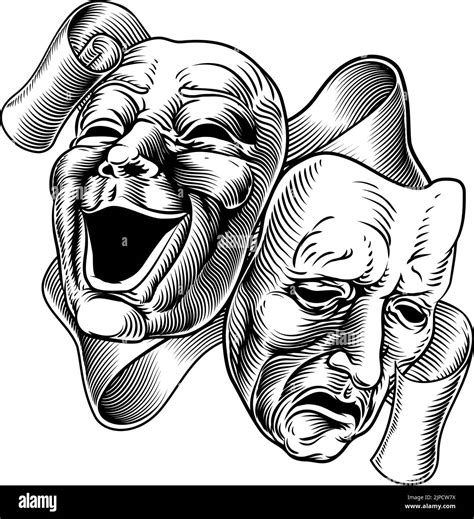 Theater Or Theatre Drama Comedy And Tragedy Masks Stock Vector Image ...