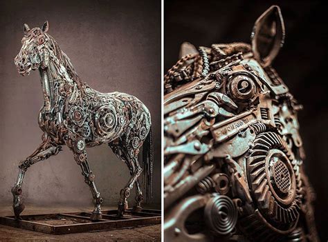 Sculptor Hasan Novrozi Creates Amazing Steampunk Animal Sculptures From Scrap Metal