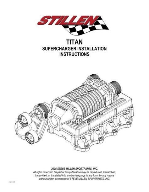 SUPERCHARGER INSTALLATION INSTRUCTIONS - Stillen