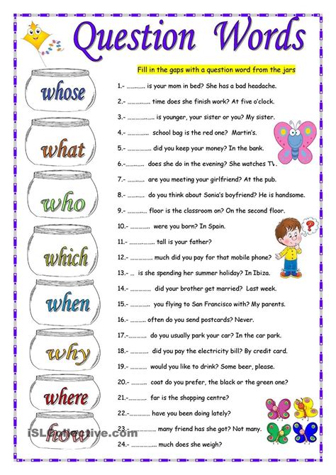 Resultado de imagen de question words worksheet | Question words ...