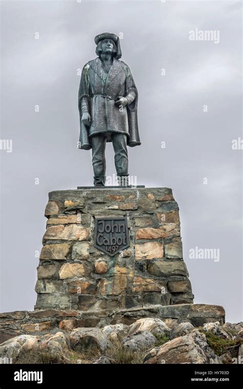 Statue of John Cabot (Giovanni Caboto), May, 19497, landfall, Cape Bonavista, Newfoundland Stock ...