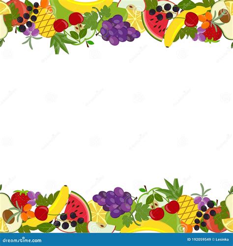 Border frame made of fruit stock vector. Illustration of currant - 192059549