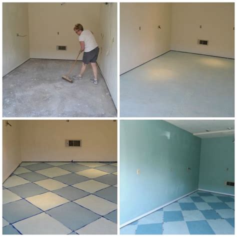 Charming Painted Concrete Floor Before And After With Painting Floors To Look Like Til ...