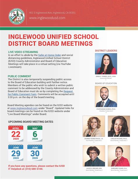 Inglewood Unified School District Board Meetings | Inglewood Unified School District