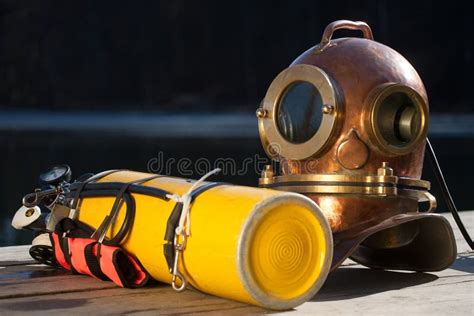 Antique Scuba Helmet - with Clipping Path Stock Photo - Image of ...