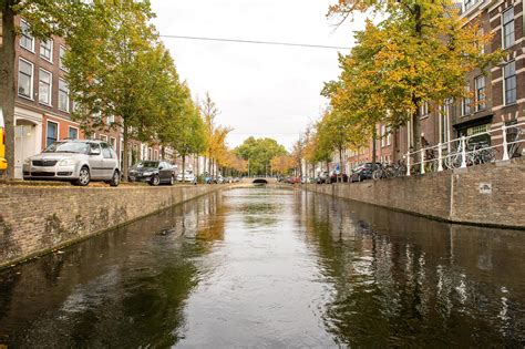 The Netherlands, Delft, October 2022. Canal Oude Delft in Delft canal ...