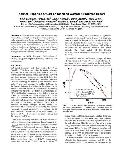 (PDF) Thermal Properties of GaN-on-Diamond Wafers: A Progress Report