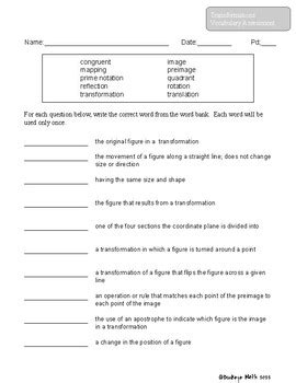 Transformations Vocabulary Assessment by Buckeye Math | TPT