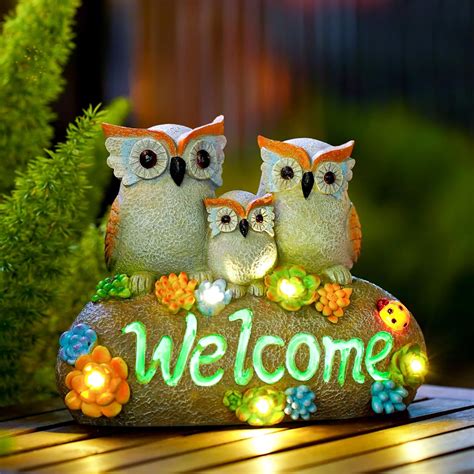 Amazon.com : Solar Owl Statues for Garden Decor: Welcome Sign Outside ...