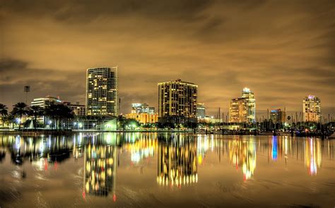 St Pete Skyline at Night. Photo by Jess Buttery. | Skyline, Seattle skyline, New york skyline