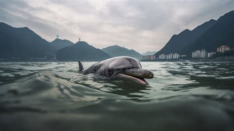 Last Photograph of the Baiji Dolphin in the Yangtze River Stock Illustration - Illustration of ...