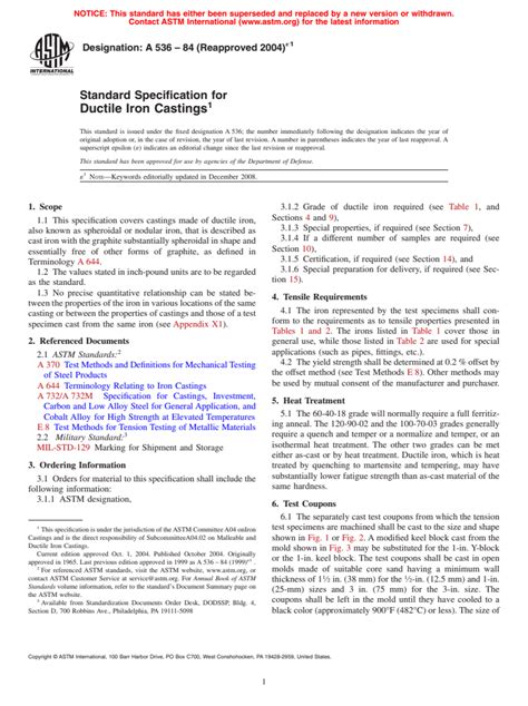 ASTM A536-84(2004)e1 - Standard Specification for Ductile Iron Castings