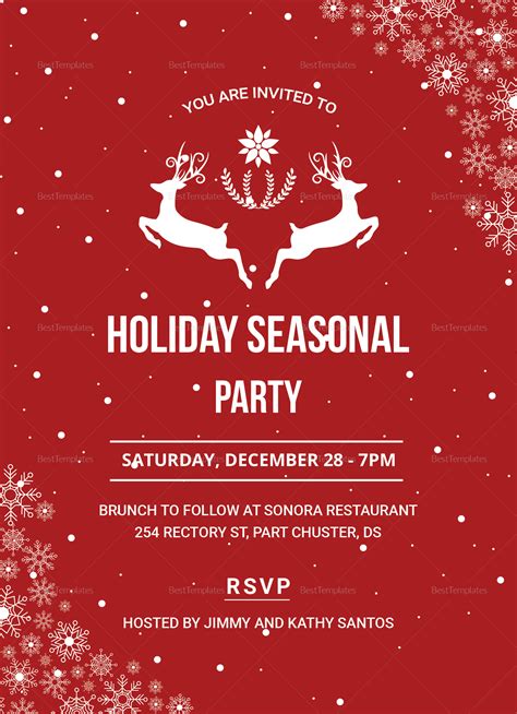 Festive Holiday Party Invitation Design Template in PSD, Word, Publisher