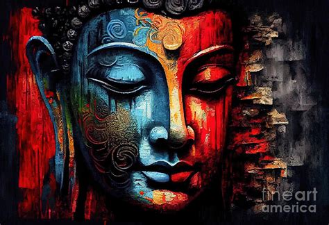 Buddha Face Painting 7 Painting by Mark Ashkenazi - Fine Art America