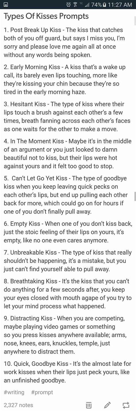 Different Types of Kisses | Book writing tips, Writing promts, Writing words