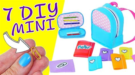 Cómo hacer útiles escolares en miniatura | 7 DIY mini artículos escolares | Miniature school ...