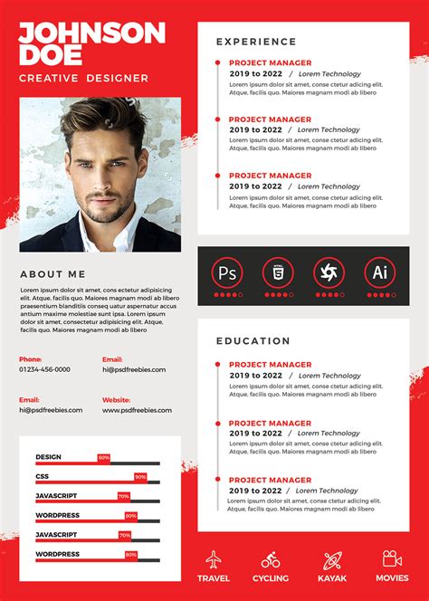 A4 Size Designer Resume PSD Template | PSDFreebies.com