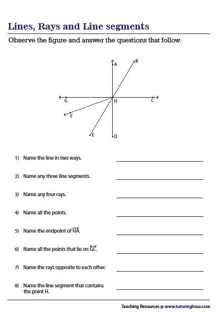 Lines, Rays and Line Segments Worksheets | Geometry worksheets ...