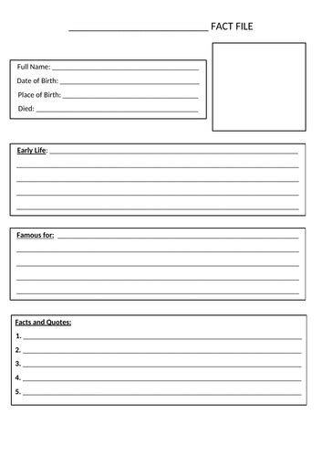 Historical Figure Fact File Template | Teaching Resources