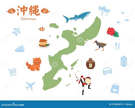 Okinawa sightseeing map stock vector. Illustration of vacation - 274663875