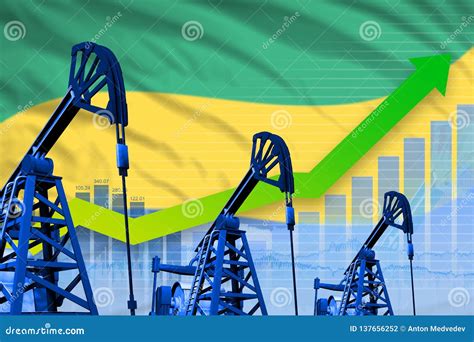 Growing Graph on Gabon Flag Background - Industrial Illustration of ...