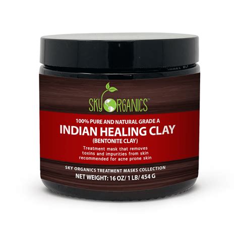 Indian Healing Clay By Sky Organics 16oz -100% Pure & Natural Bentonite ...