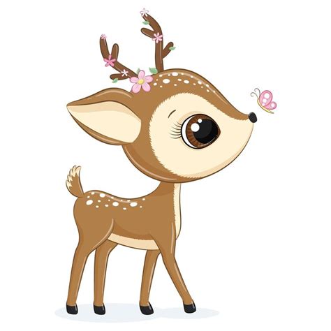 Baby Deer Clipart | Deer cartoon, Baby animal drawings, Deer drawing