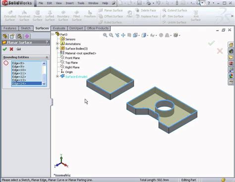 How to Work With Planar Surfaces SOLIDWORKS Tutorials Surface Design & Modeling - YouTube