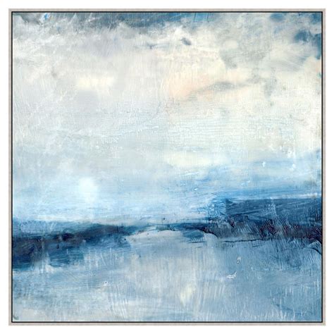 Isabella Coastal Beach Blue Abstract Painting 2 with White Frame