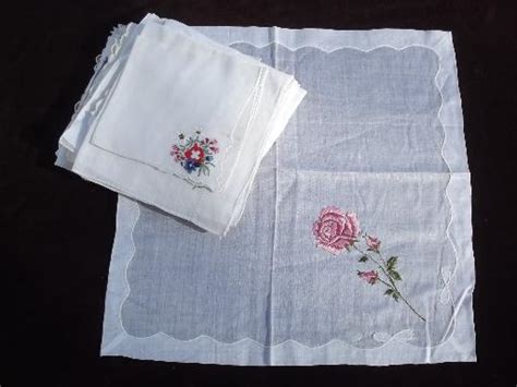 vintage ladies hankies lot Swiss handkerchiefs, embroidered fine cotton linen