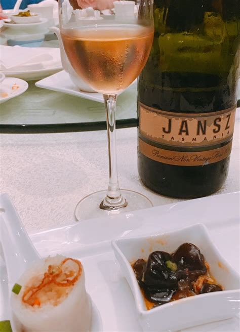 The lovely Jansz Rose sparkling wine with the dimsum starter for the Exeutive lunch at Elegant ...