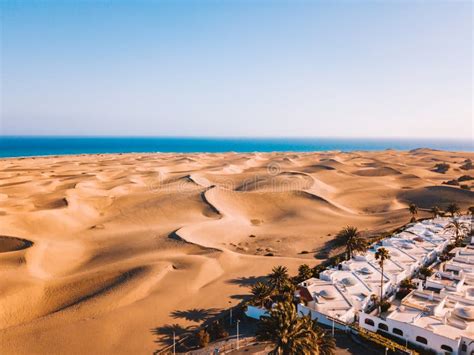 Aerial View of the Maspalomas Dunes on the Gran Canaria Island. Stock ...