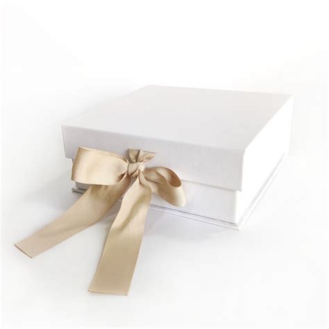 White Gift Box with Ribbon Keepsake Box Magnetic Gift Box - Bavora