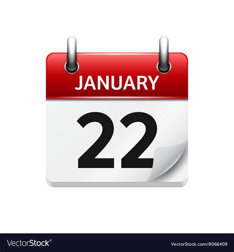 January 22 flat daily calendar icon date Vector Image