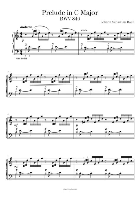 Prelude in C major by Bach PDF Sheet Music