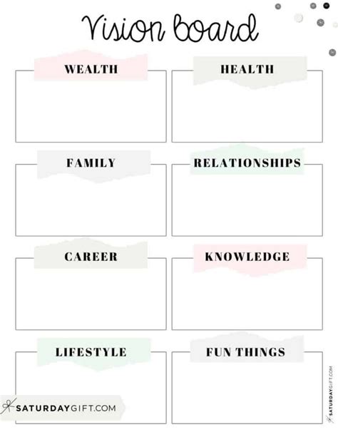 Vision Board Template - 27 Cute (&Free) Dream Board Printables | Vision board template, Free ...