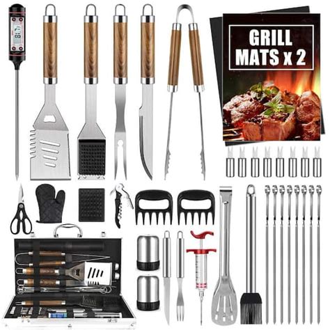 Dyiom 38-Piece Stainless Steel BBQ Grill Accessories Set in Brown B08CGYYX54 - The Home Depot