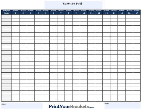 Printable Office NFL Pool Sheet