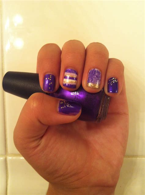 Purple and Gold Nails | Gold nails, Nail designs, Nails