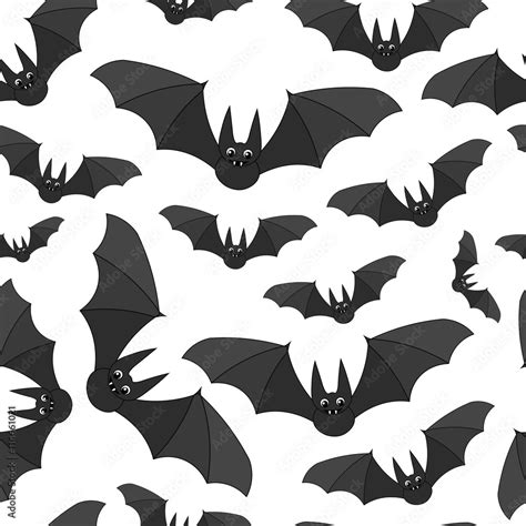 Background cute cartoon bats. Background bat with big eyes and fangs ...