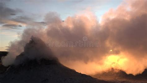 Earth, Volcanic Activity, Geothermal Area , Fumaroles Volcanic Boiling Mud Pots, Iceland. Smoke ...