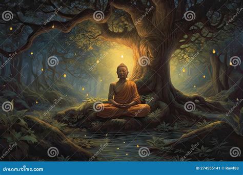 Siddhartha Gautama Enlightened Under Bodhi Tree, Generative AI Royalty-Free Stock Photography ...