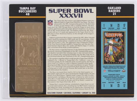 Commemorative Super Bowl XXXVII Score Card With 22kt Gold Ticket | Pristine Auction