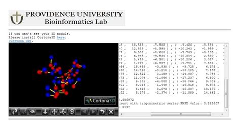 Protein structure alignment and 3D structural image produced by the ...